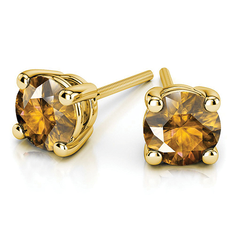 3 citrine gemstone stud earrings 3 2 mm yellow gold 1