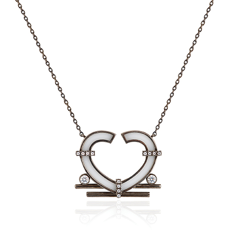 Geometric Heart Necklace Golden Olive Studio Valentines Gift