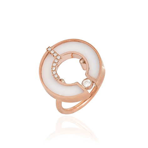 Minimal Circle Ring Golden Olive Studio White Plexiglass