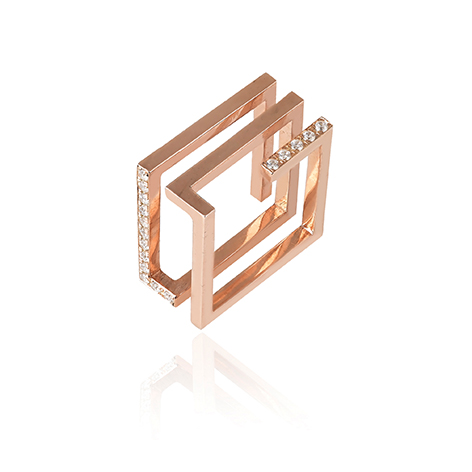 greek style maze ring labyrinth square ring rose gold